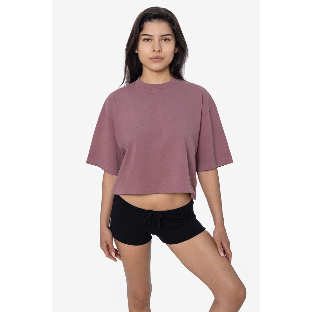 Los Angeles Apparel Oversized Crop Tee Mauve Pink Boxy 100% Cotton One Size